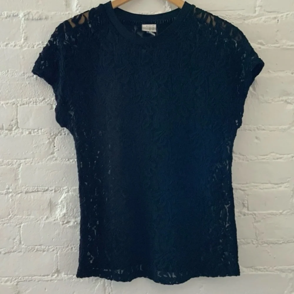 A New Day Black Lace Short Sleeve Top Shirt Top Goth Fairy Indie Sexy Size M - Picture 1 of 15